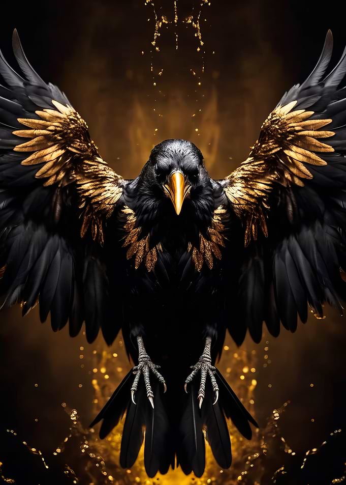 black and gold crow