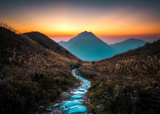 Beautiful hills at sunset