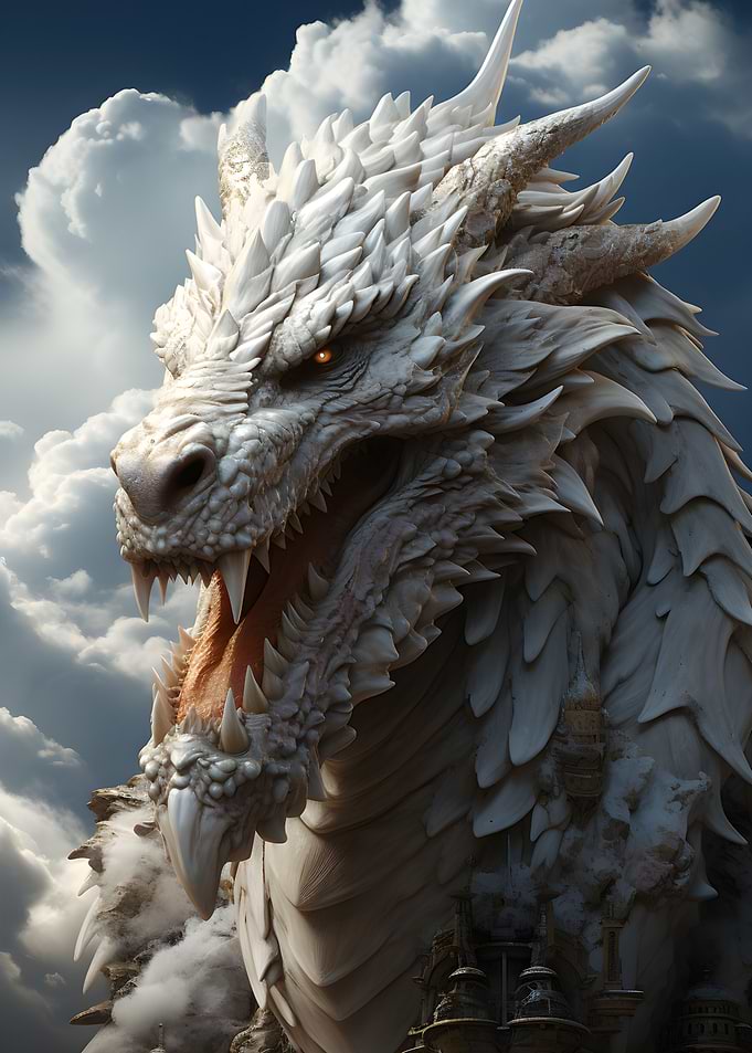 White Dragon in the Clouds