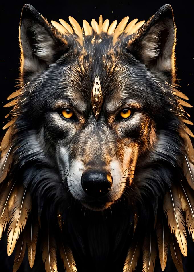 black and gold wolf
