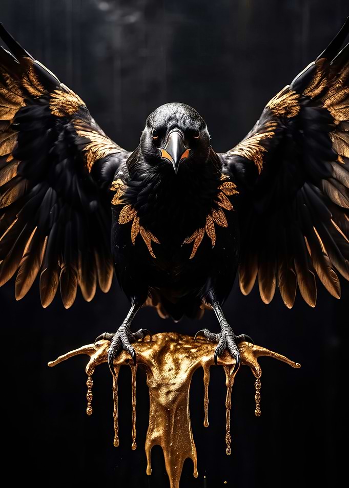 black and gold crow
