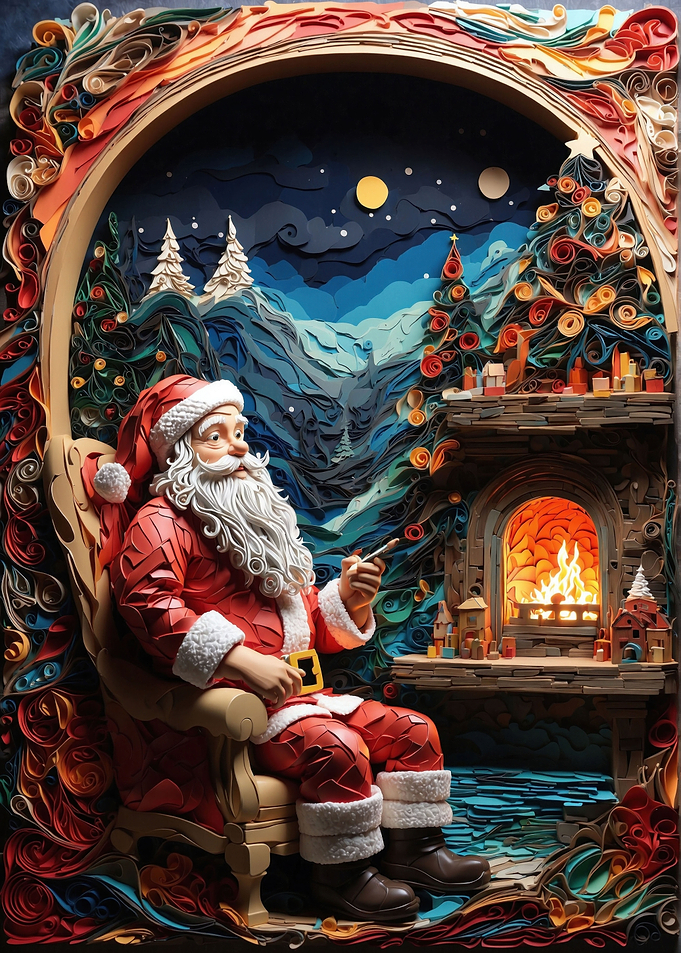 Santa Sitting by the Fire