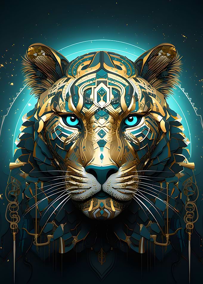 Gold and turquoise tiger