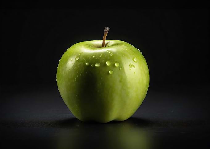 Green Apple on Black