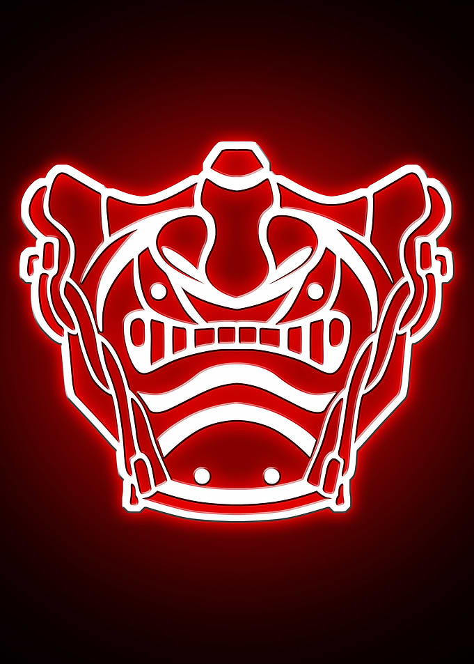samurai mask neon