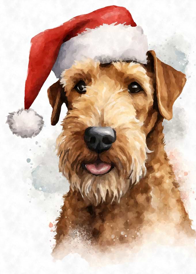 Airedale Terrier Santa Hat