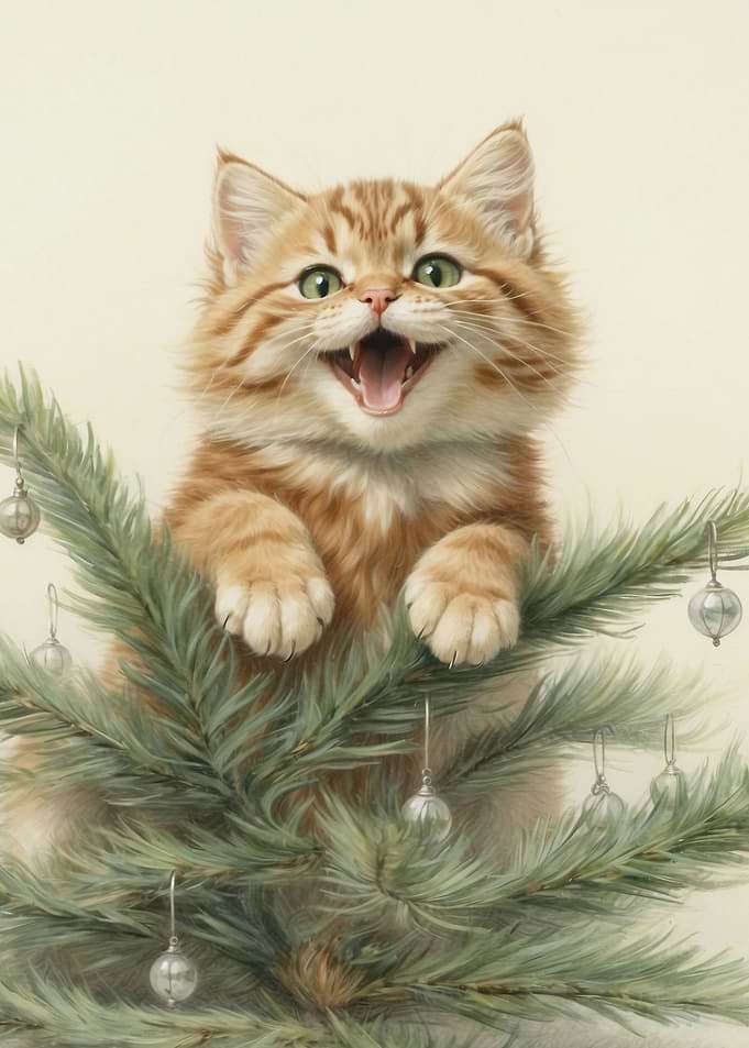 Kitten in Christmas Tree