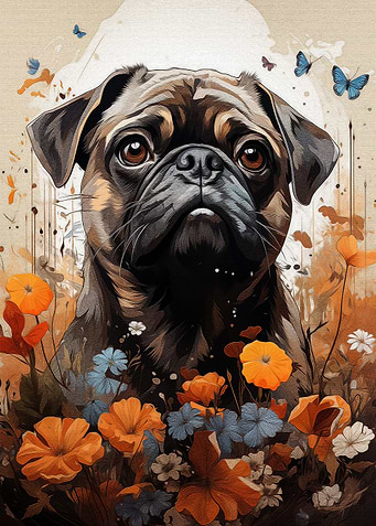 Pug and Flower Butterflies