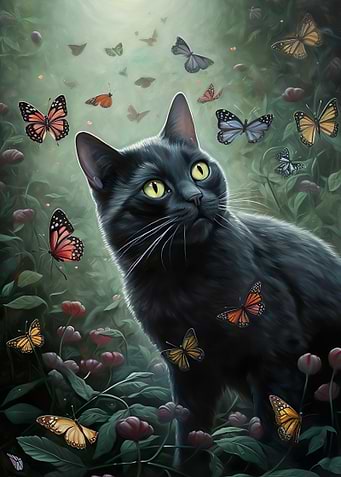 Cat with butterfly