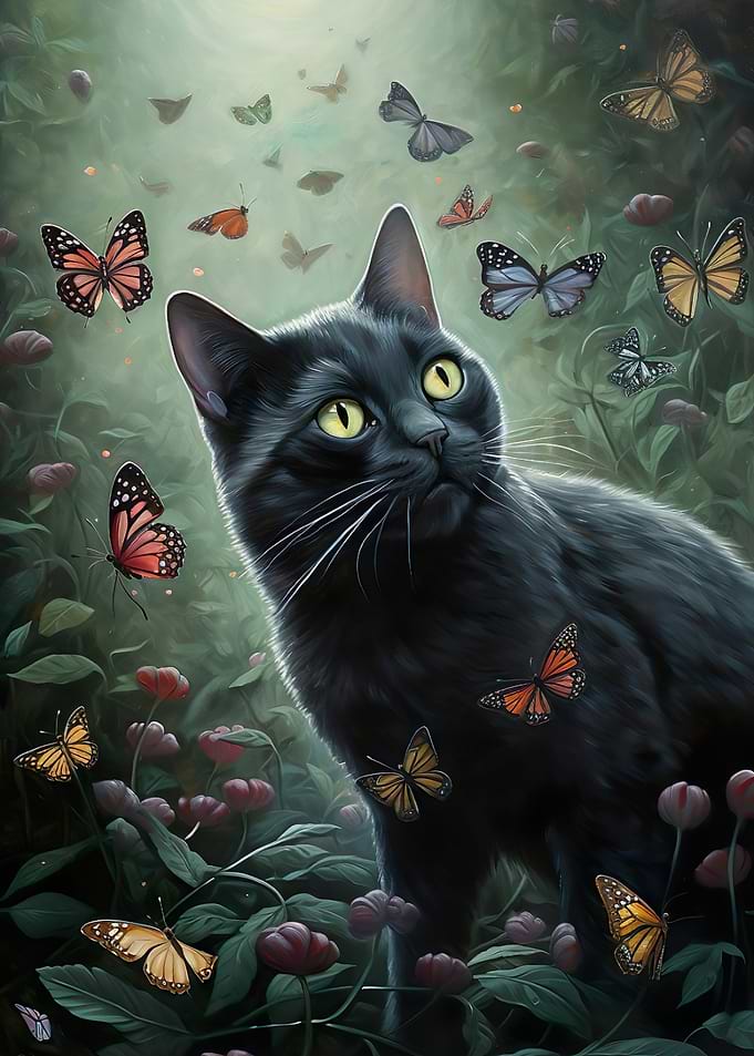 Cat with butterfly