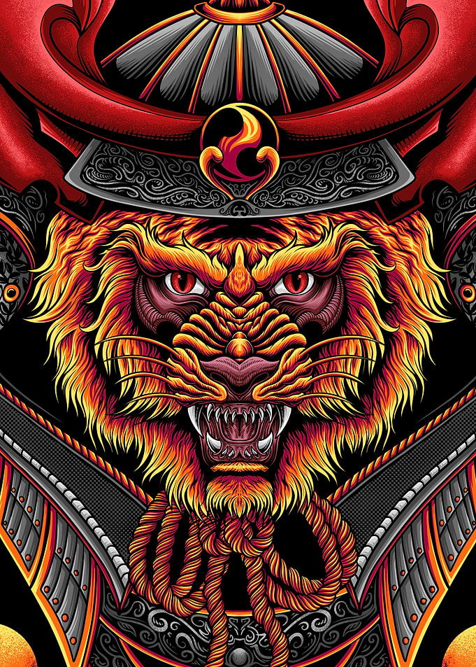 samurai tiger head
