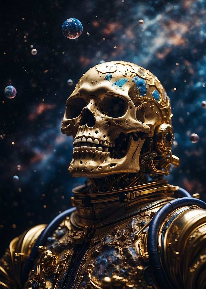 Astronaut Gold Skull