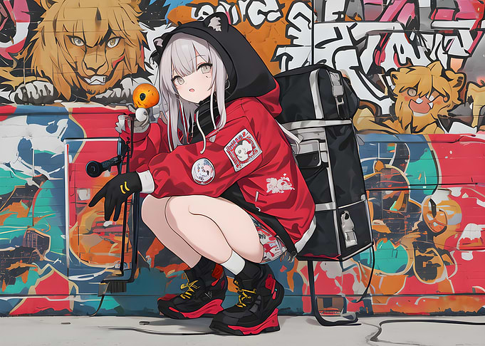 Graffiti Anime Girl pink