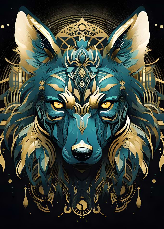 Native turquoise wolf