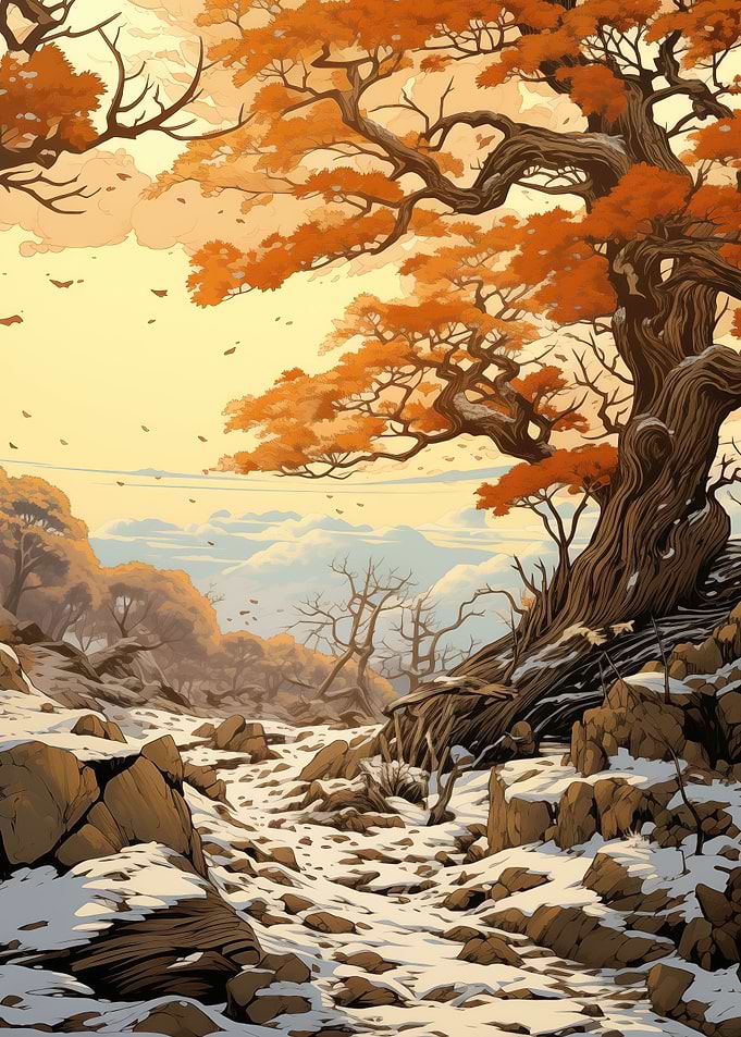 Tree during the first snow