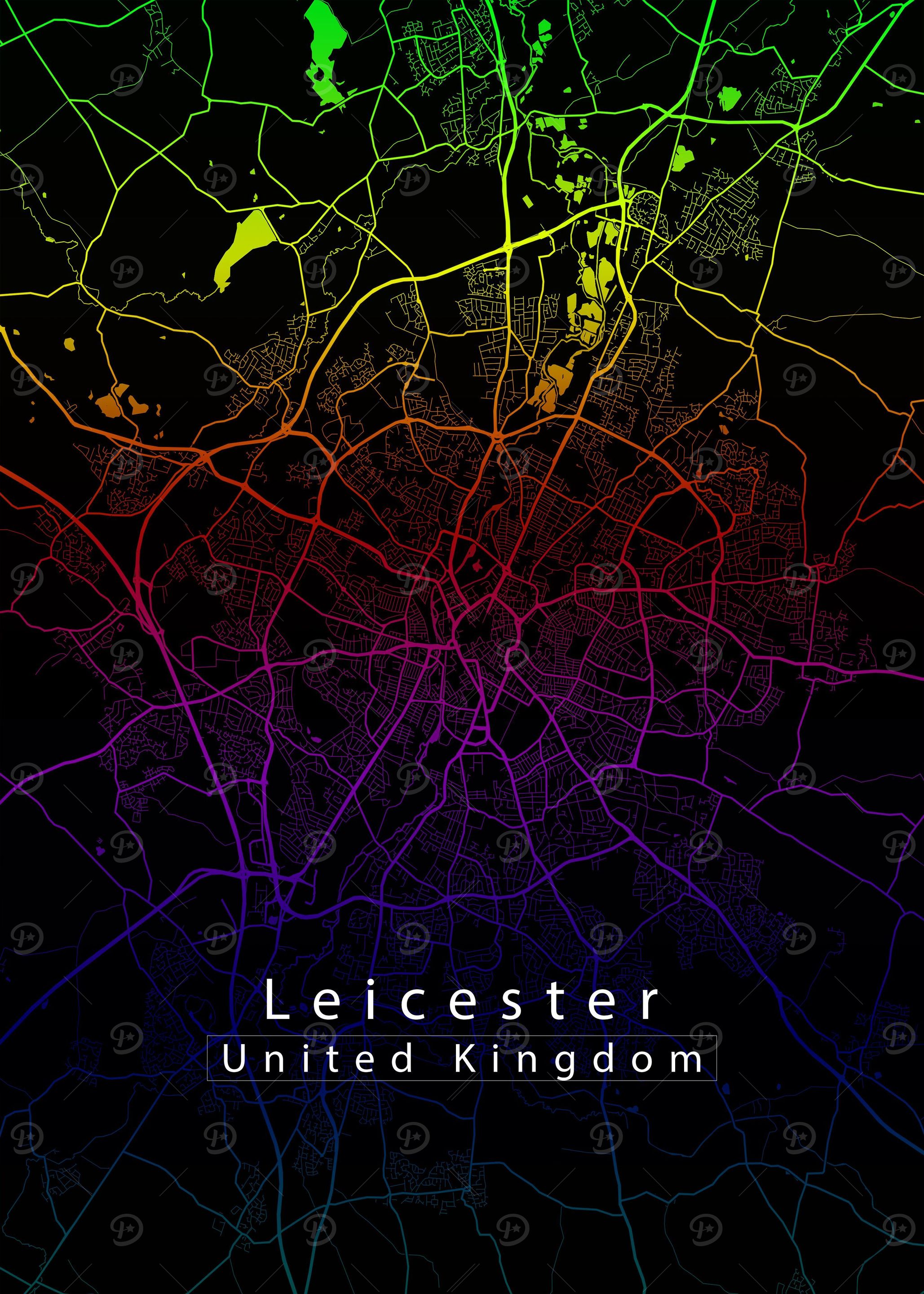 Leicester City Map rainbow