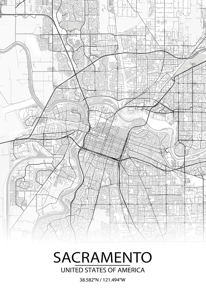 Sacramento CA White Map