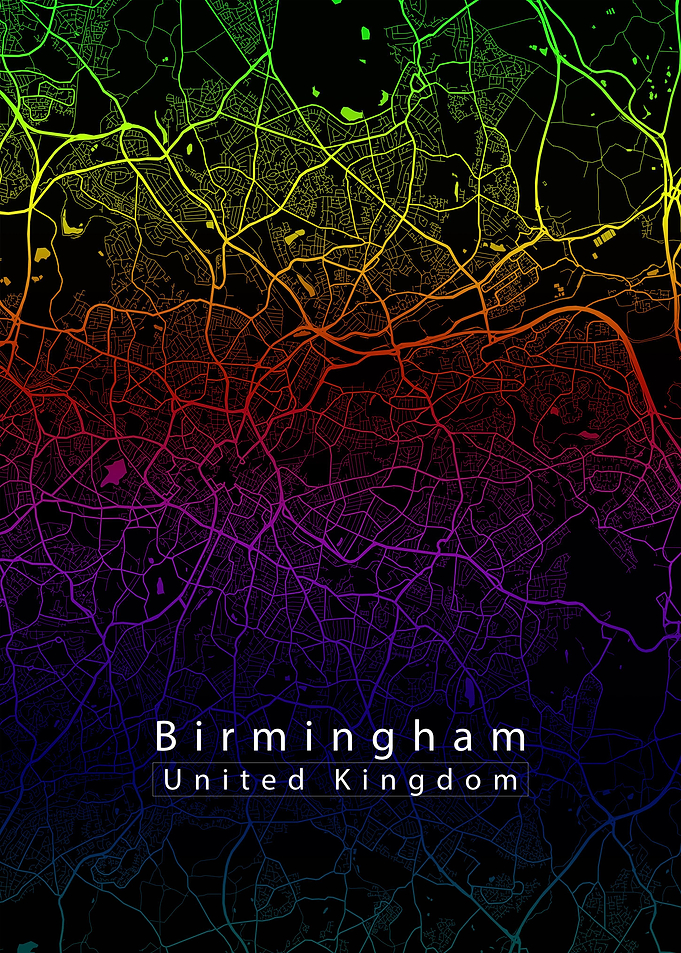 Birmingham Map rainbow
