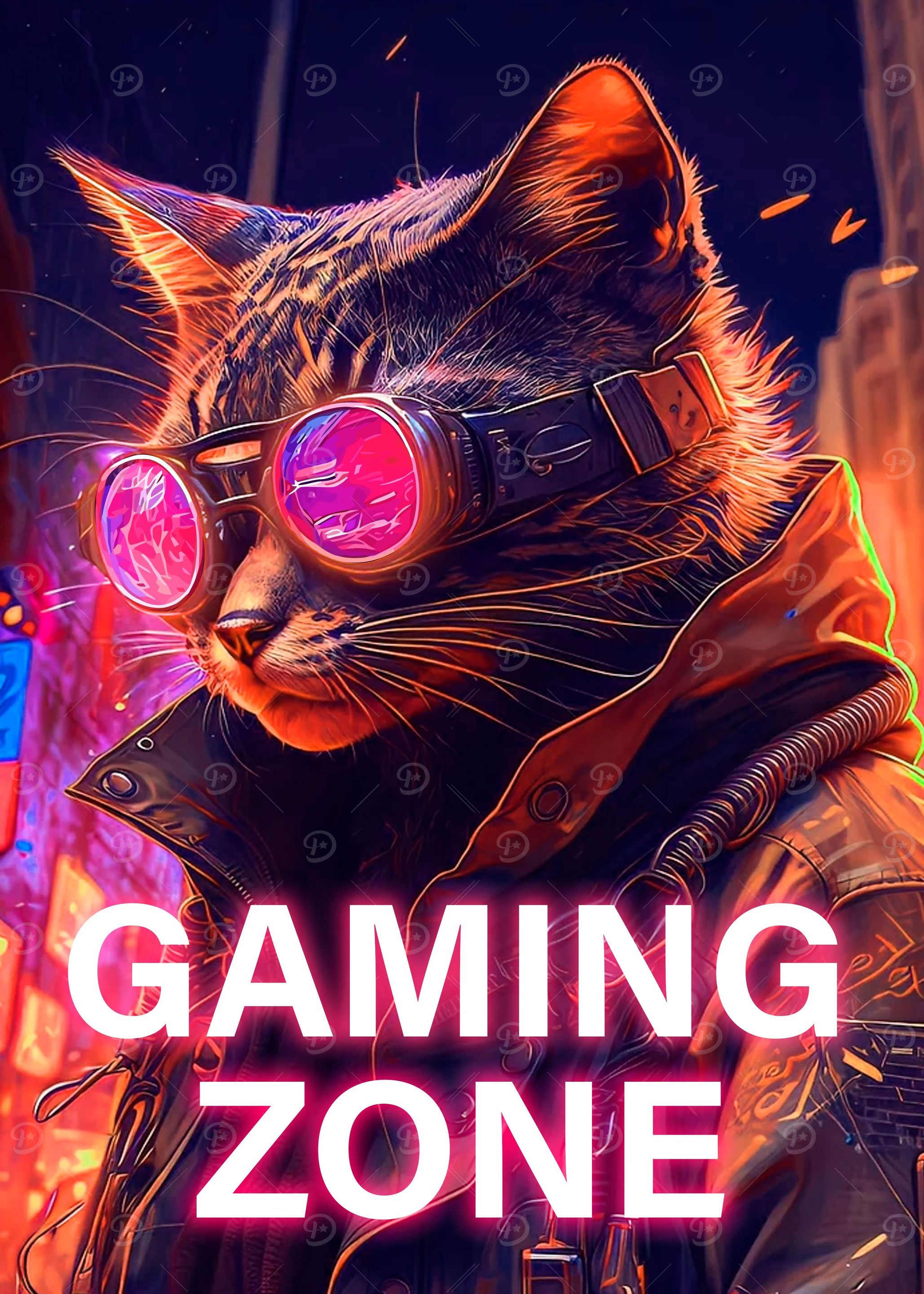 Cat Neon Gaming Zone