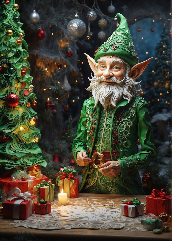 Elf Wrapping Gifts