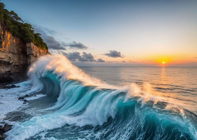 Waves at sunset