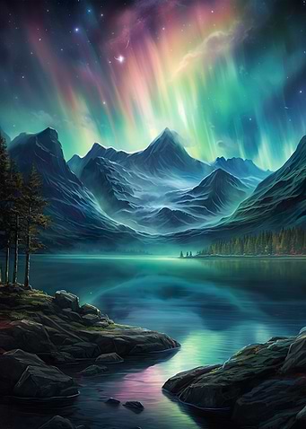Aurora Borealis Mountains