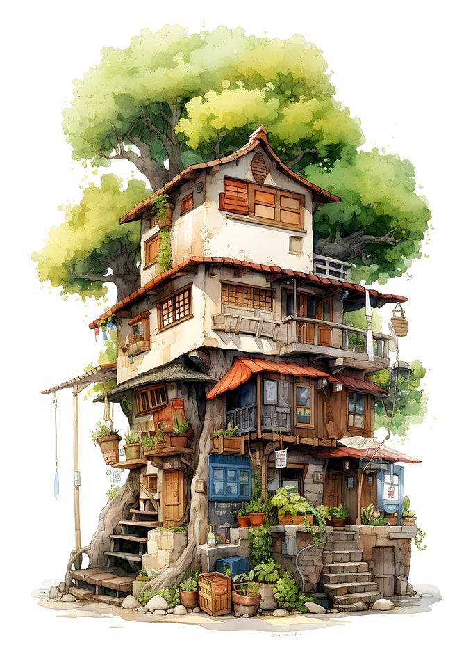 japanese old tree house
