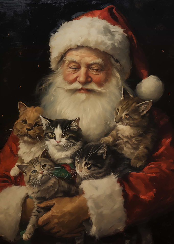 Vintage Santa Claus Cats