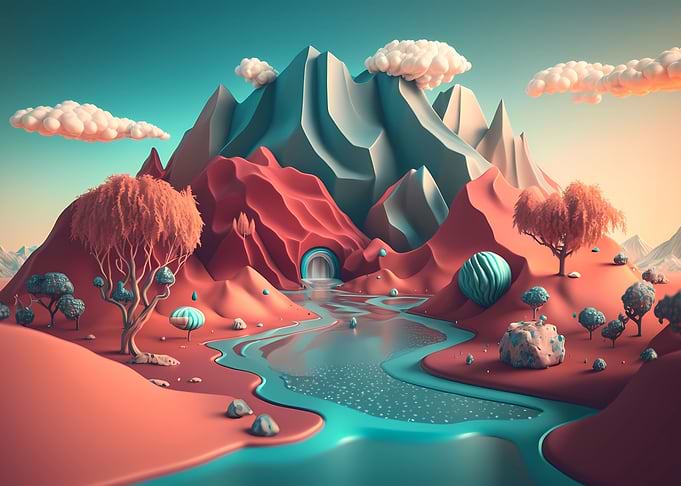 Surreal vibrant landscape