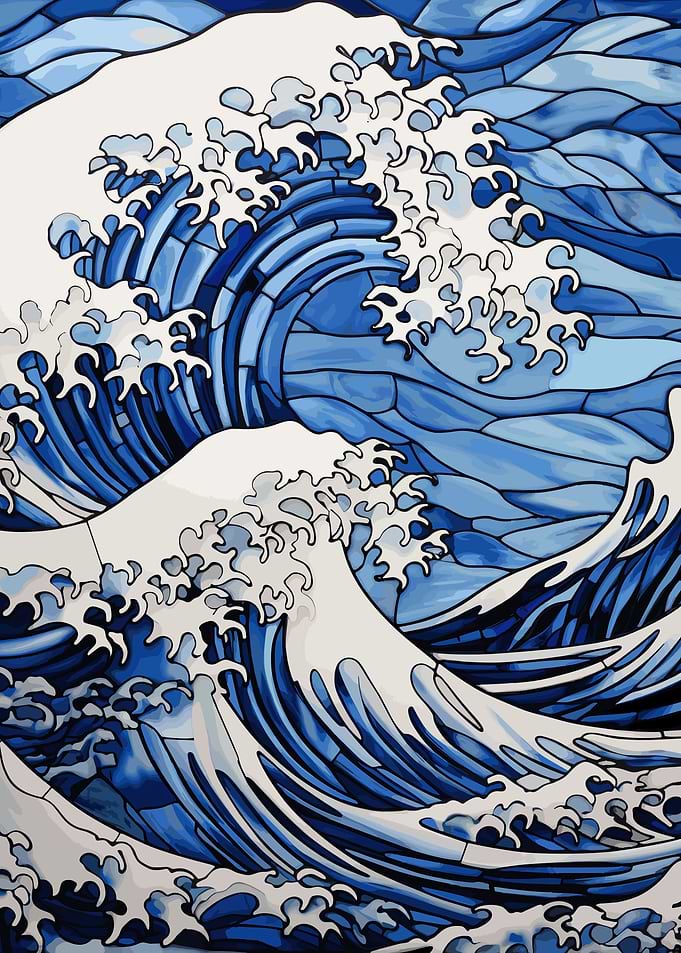 The Great Wave Glass