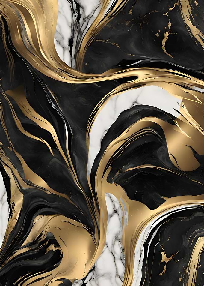 black white Gold marble