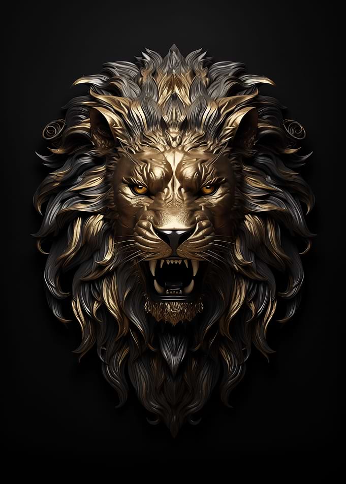 Gold Bronze Lion Emblem