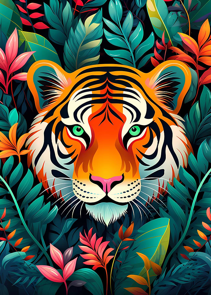Tiger in leaves