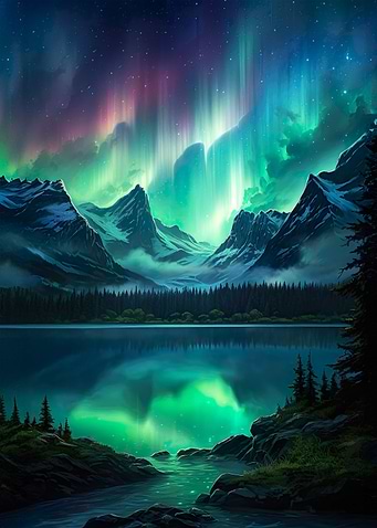 Aurora Borealis Mountains