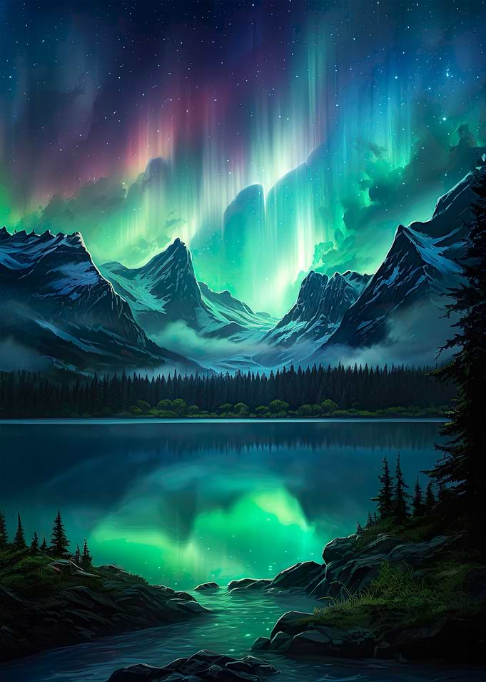 Aurora Borealis Mountains
