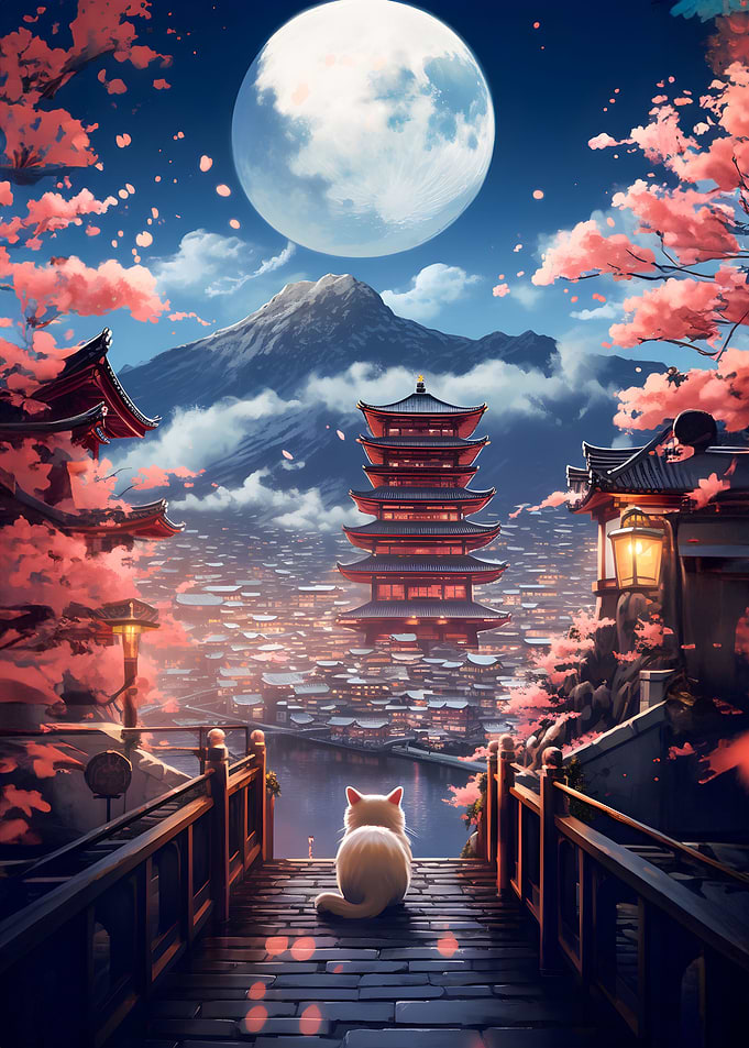 The moon night cat japan