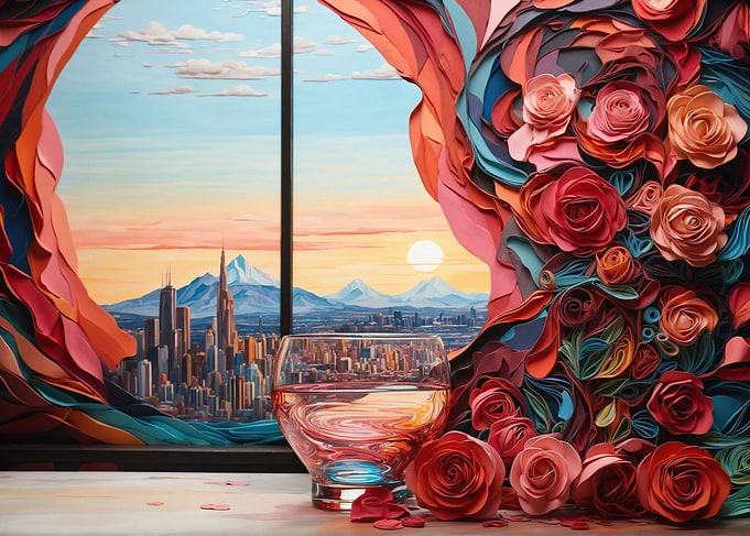 Rose Wine Glass