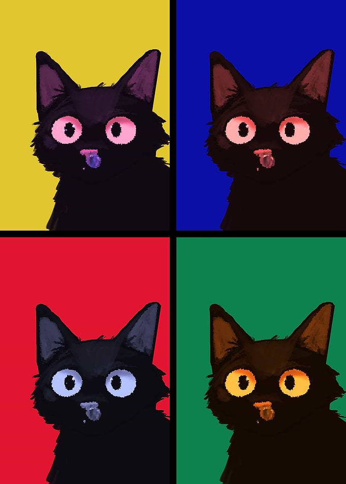 black pop out cat