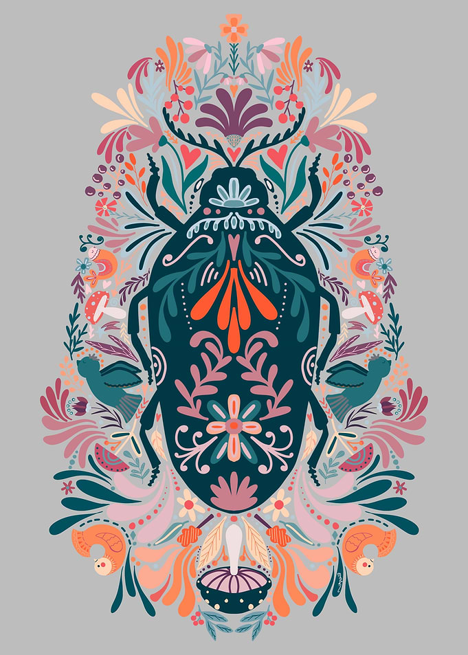 Folk Art inspired beetle