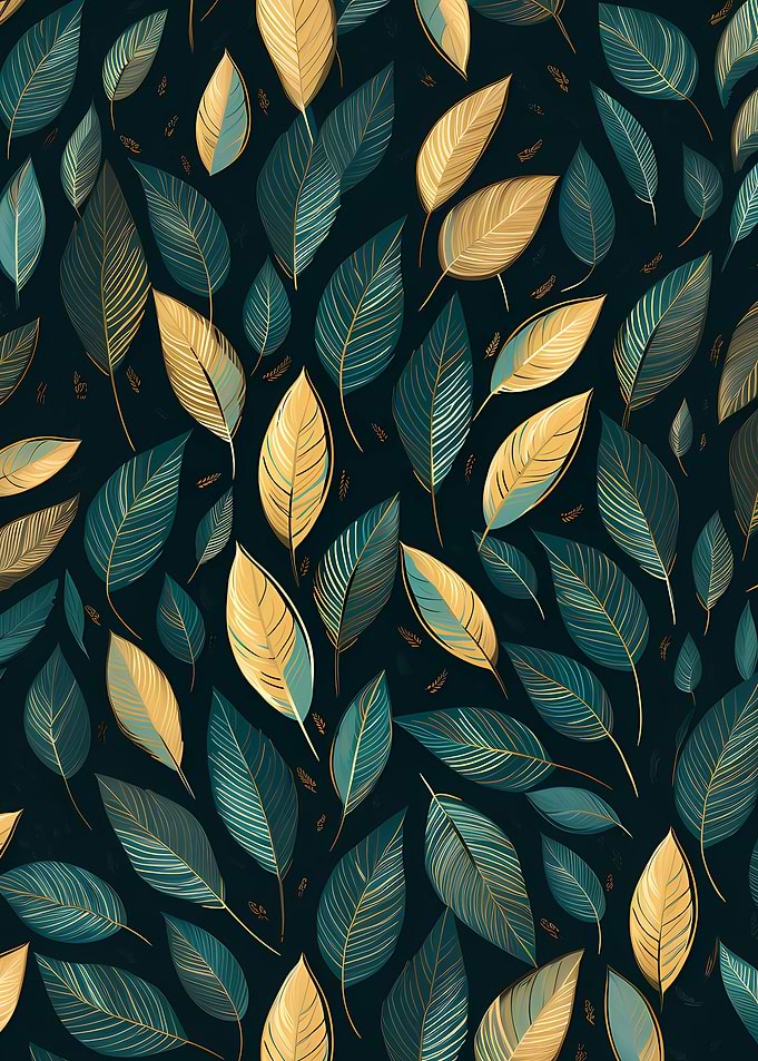 Gold and teal leaves