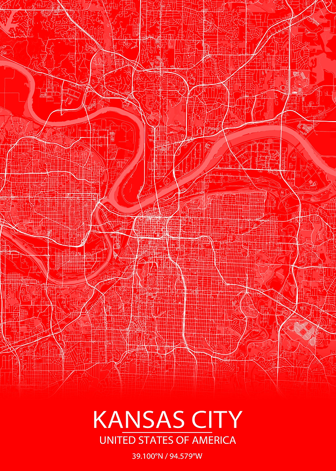 Kansas City Red White Map