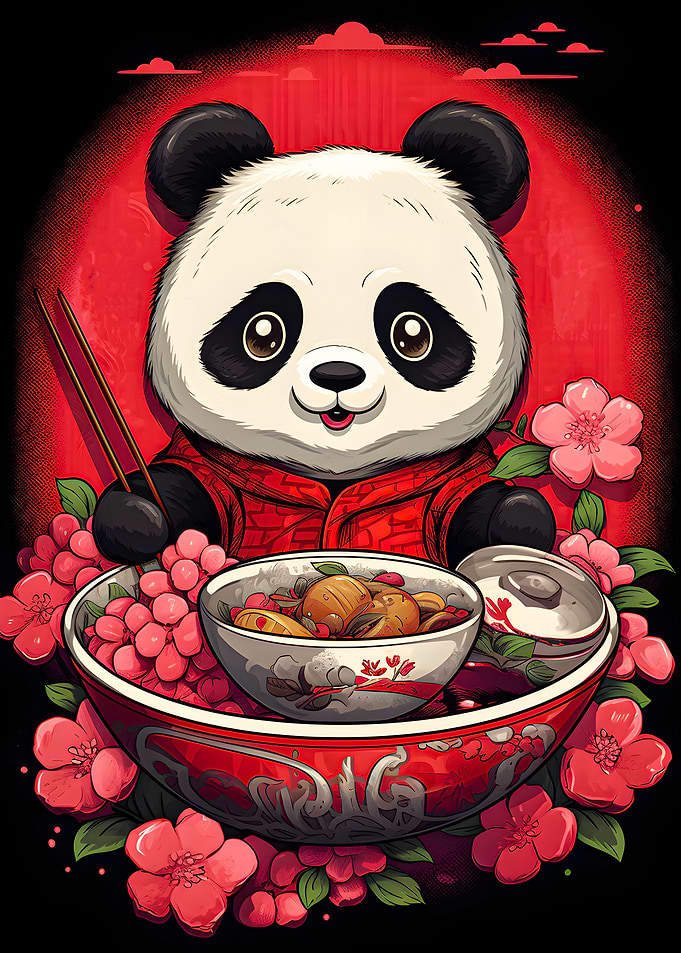 Japan Panda Ramen Ruby Art