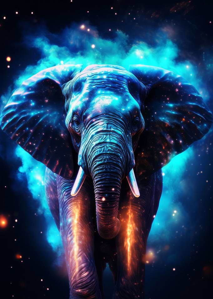 Neon Cyan Elephant Nebulae