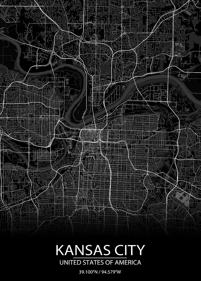 Kansas City MO Black Map