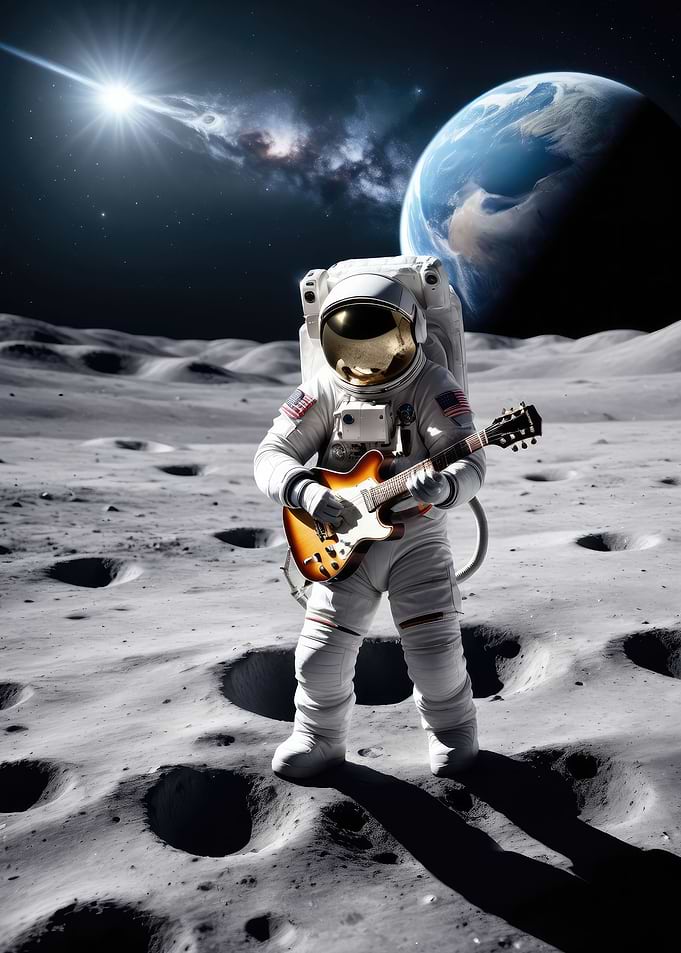 Astronaut guitar galaxy
