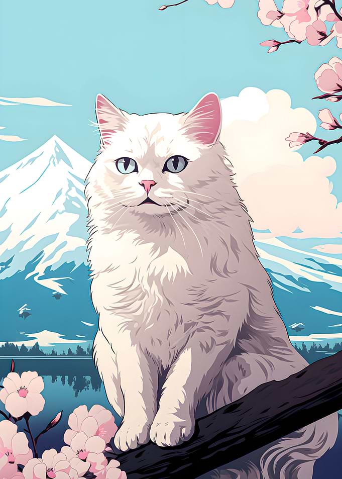 Cat Mount Fuji Portrait
