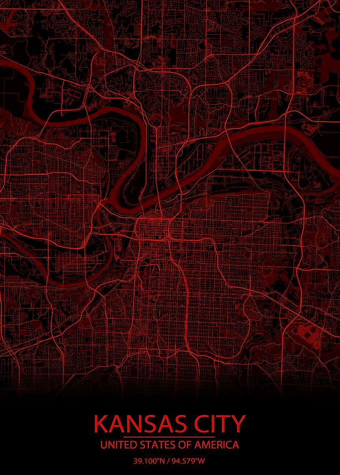 Kansas City Black Red Map