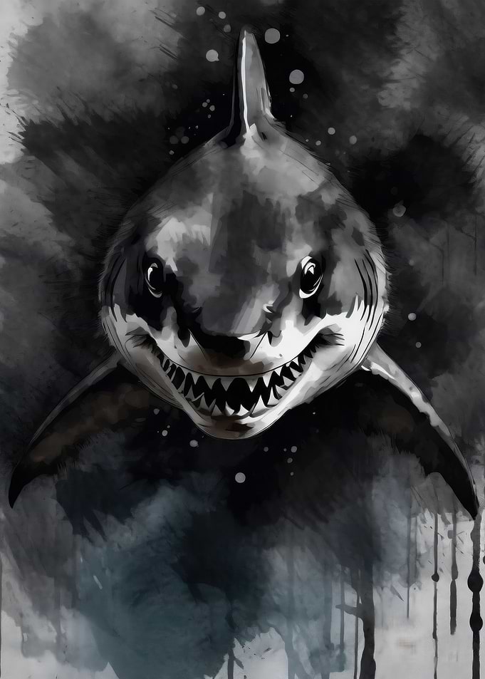 Watercolor Painted Shark