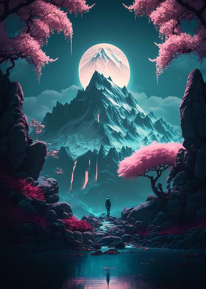 Asian cherry blossoms Art