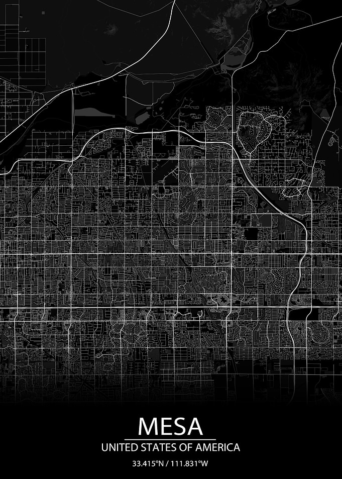 Mesa Arizona Black Map